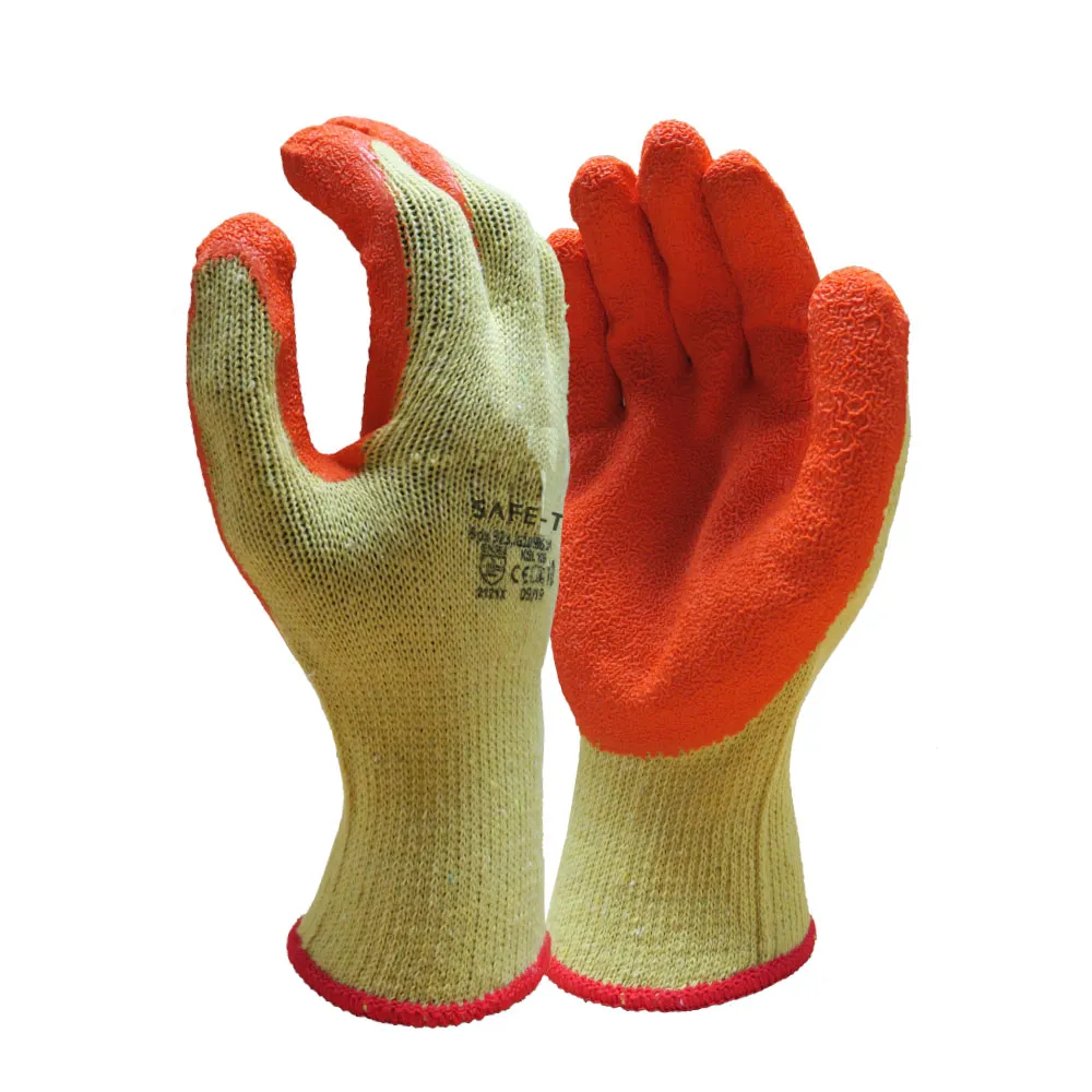 Orange Latex Crinkle Palm Grip Gloves - Case of 120 Pairs — Orange
